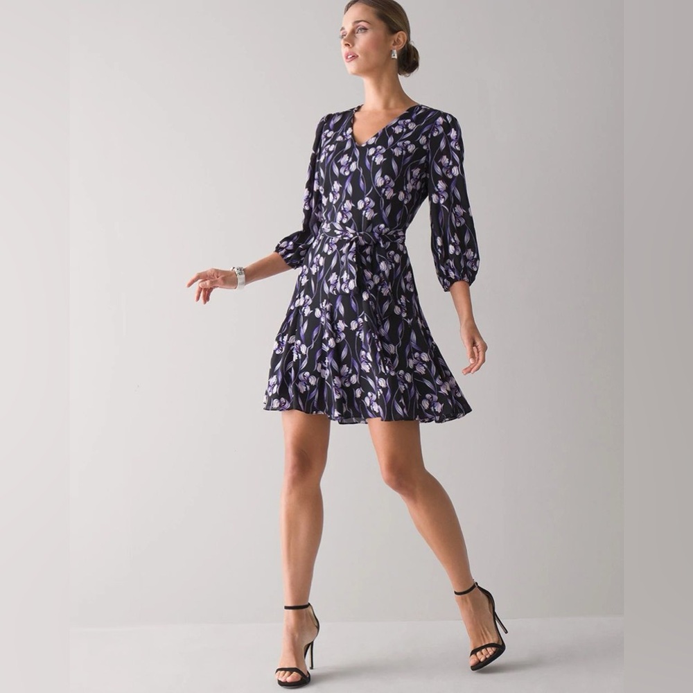 White House Black Market Floral Print Trapeze Style Dress Size 6
